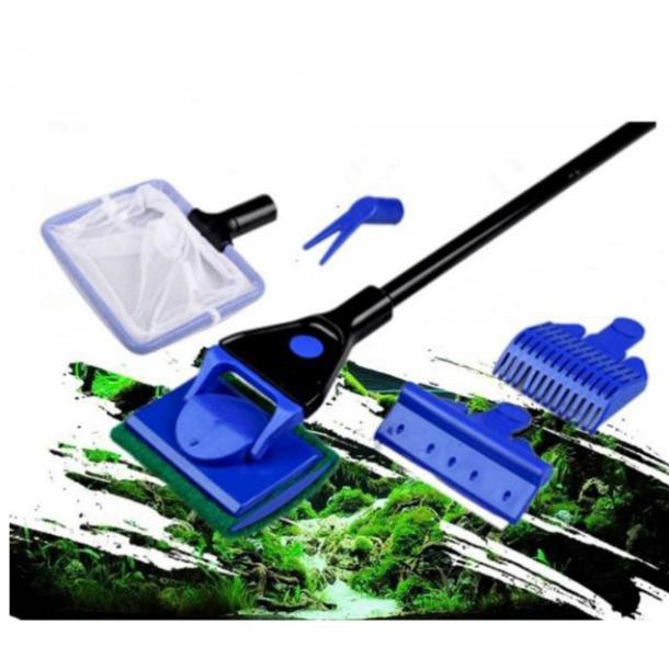 ☘ Bộ Vệ Sinh Bể Cá Đa Năng 5 in1 dài đến 90cm ☘ Vợt - Vệ Sinh - Cọ - Làm Sạch Bể Cá Cảnh, Thuỷ Sinh
