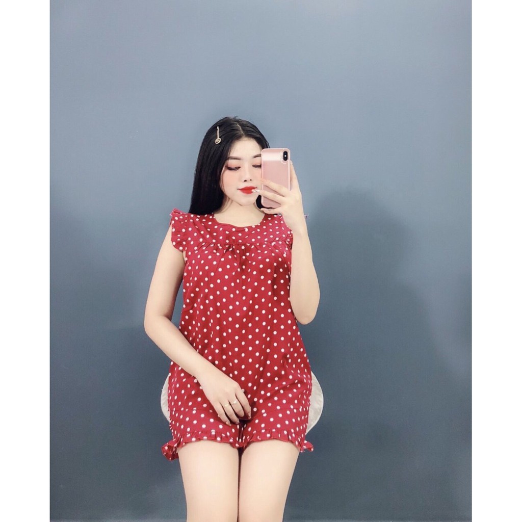 Đồ bộ đùi tay bèo😍FREESHIP😍bộ đồ đùi lụa tay cánh tiên,chấm bi,bộ mặc mùa hè,chất vải mền min,mặc mát🍀size 50kg- 55kg