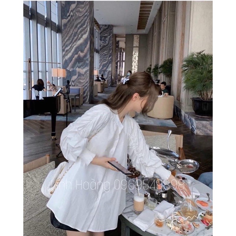 AN471 - ÁO SƠ MI TAY CHUN BỒNG 2 MÀU CHO NỮ | BigBuy360 - bigbuy360.vn