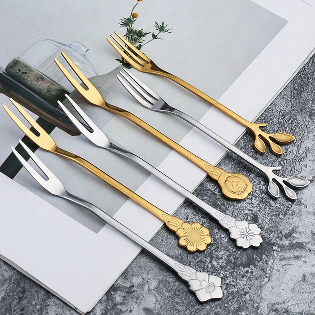 Nĩa Ăn Salad Bằng Thép Không Gỉ Thiết Kế Hình Hoa Thanh Lịch Sáng Tạo