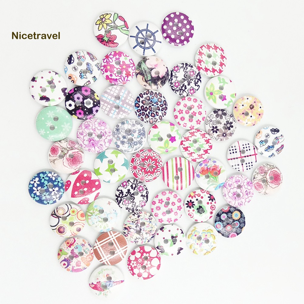 【 Set 100 Nút Gỗ Hình Bông Hoa Trang Trí Thủ Công DIY