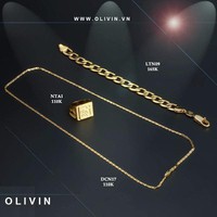 Combo bộ 03 trang sức mạ vàng 18k được si 24k không rỉ ( Dây chuyền Dẹt - Lắc Tay - Nhẫn Chữ Phúc, Lộc )