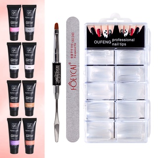 Bộ gel sơn móng tay gel uv uv nối dài móng tay màu trắng/ nude trong suốt thay đổi theo nhiệt độ nhanh chóng