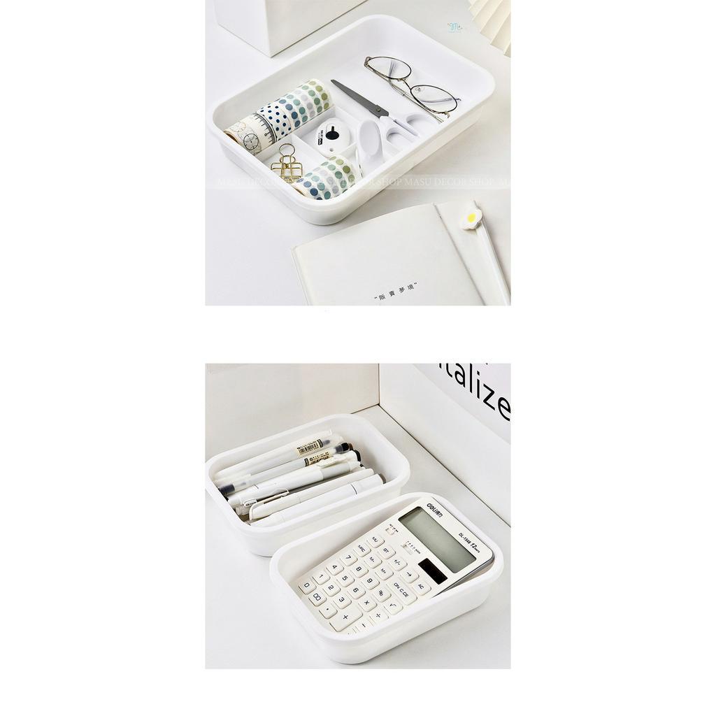 Hộp Lưu Trữ Màu Trắng Nhiều Size Đựng Vật Dụng/Bút Viết/Băng Keo