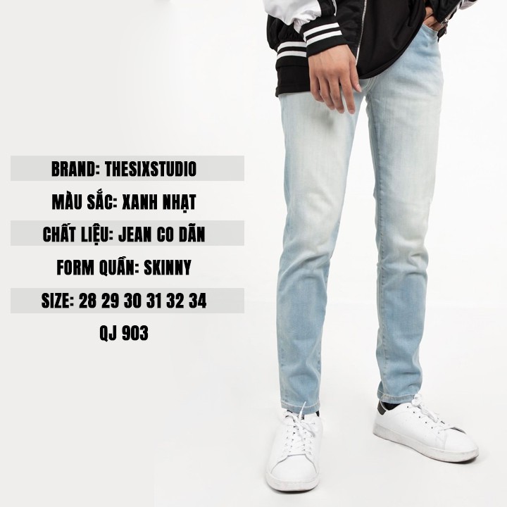 Quần jean nam xanh nhạt✔️Quần jean nam rách gối✔️form skinny | BigBuy360 - bigbuy360.vn