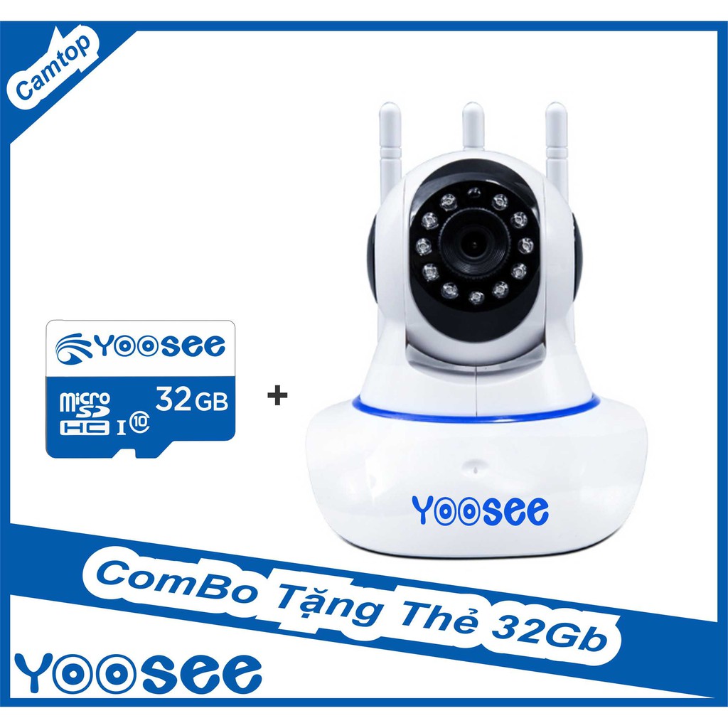 [COMBO] Camera Wifi YooSee 3 Anten HD720P + Thẻ 32Gb Chuyên Dụng Cho CAMERA