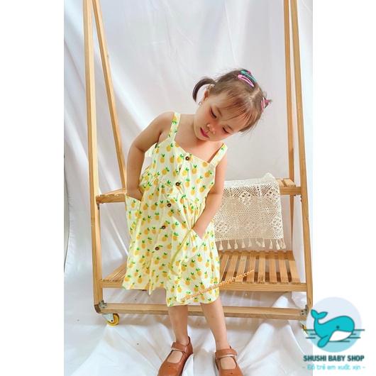 [Rẻ vô địch] Váy Hai Dây Túi Đắp Quả Dứa Vintage Lót Vai Hàng Thiết Kế Xinh Đẹp