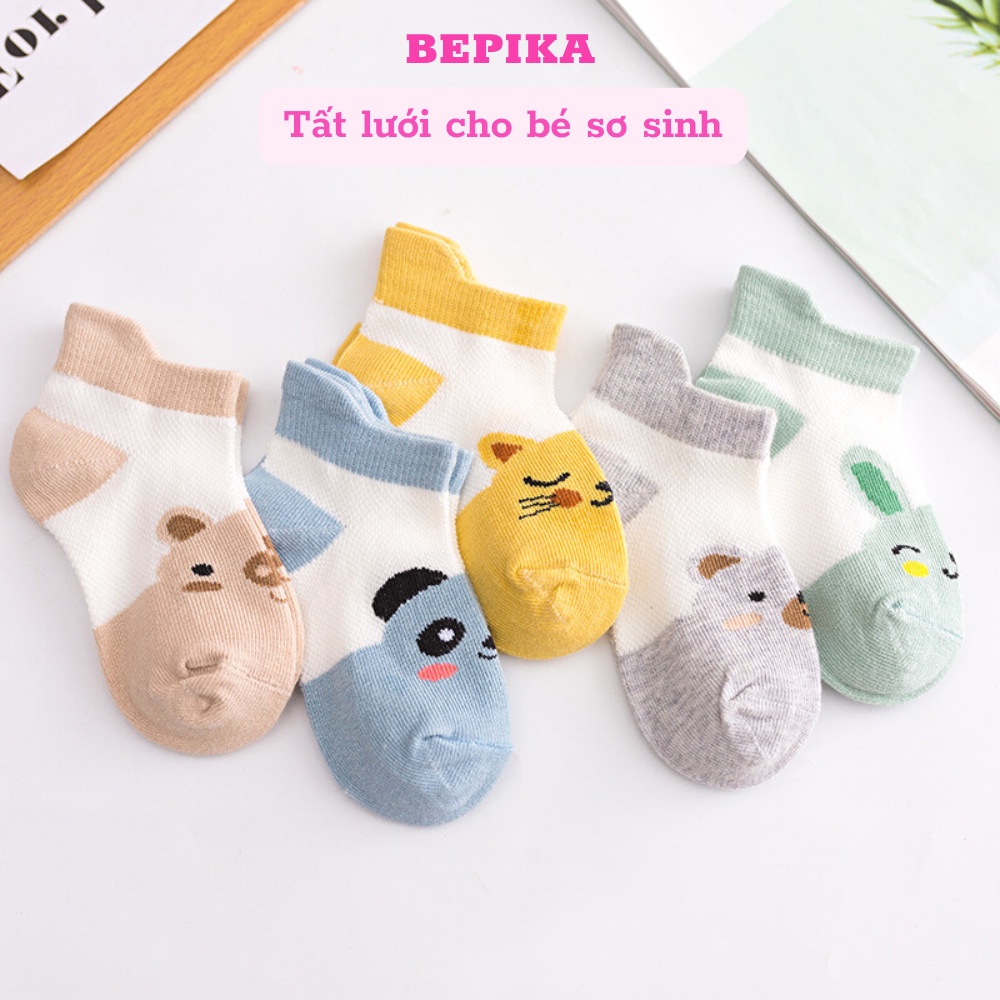 Tất lưới sơ sinh Kid's Sock thêu hình dễ thương cho bé từ 0 đến 2 tuổi