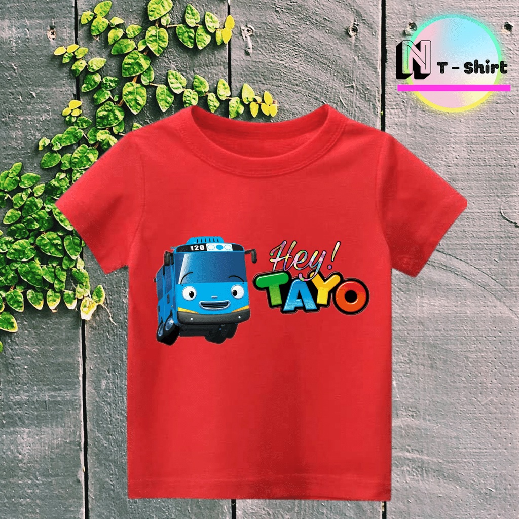 Áo thun cho bé trai in hình hoạt hình Tayo Bus, Áo cotton mặc mát thoải mái NTShirt