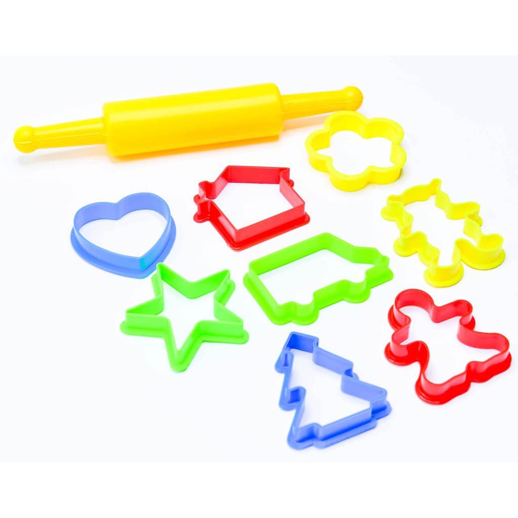 Set 8 Khuôn Đất Nặn Kèm Con Lăn Cán Đất Loại Lớn Dễ Sử Dụng Không Bết Dính - Đảm Bảo An Toàn Cho Trẻ