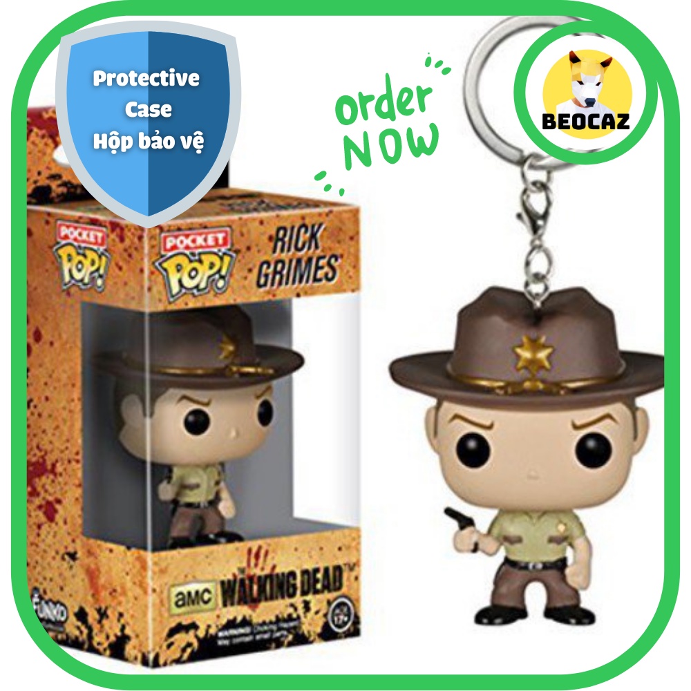 [Ship Hỏa Tốc][Full Box] [Tặng Tặng Hộp Bảo Vệ] Móc khoá Funko nhân vật Rick Grimes phim xác sống