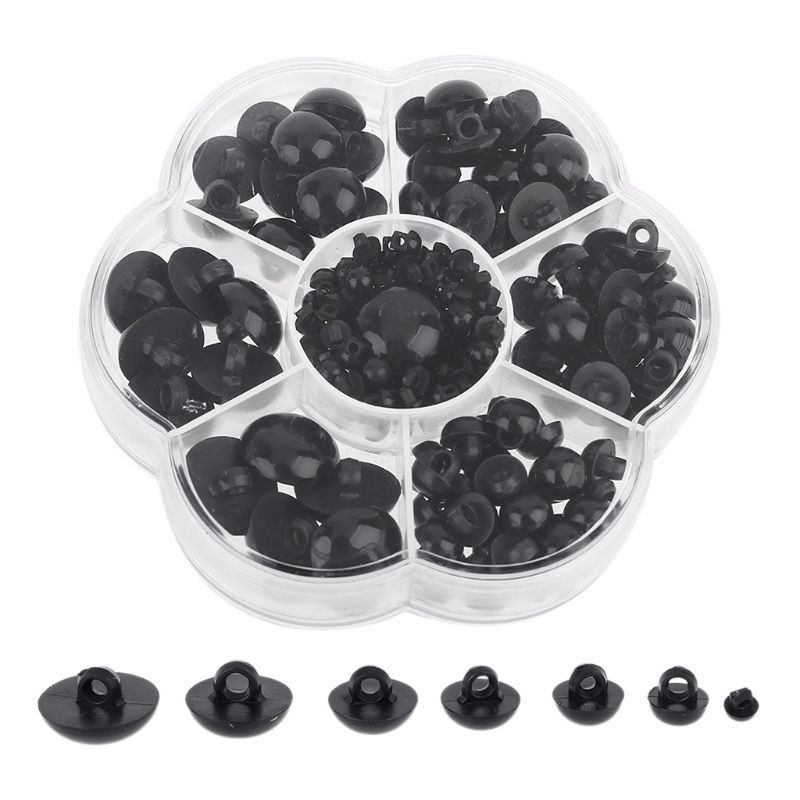 182 Pcs 6-17mm Black Plastic Crafts Safety Eyes for Bear Soft Dolls Toy Animal