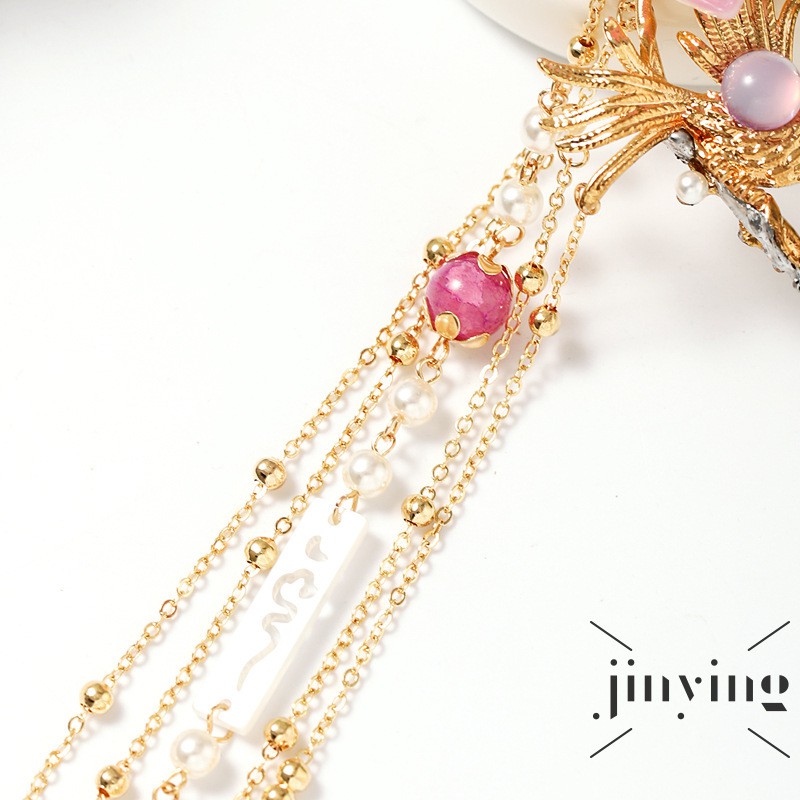 GETNOIVAS Trâm cài tóc dây tua cổ trang gắn đá ngọc trai xinh xắn hợp thời trang