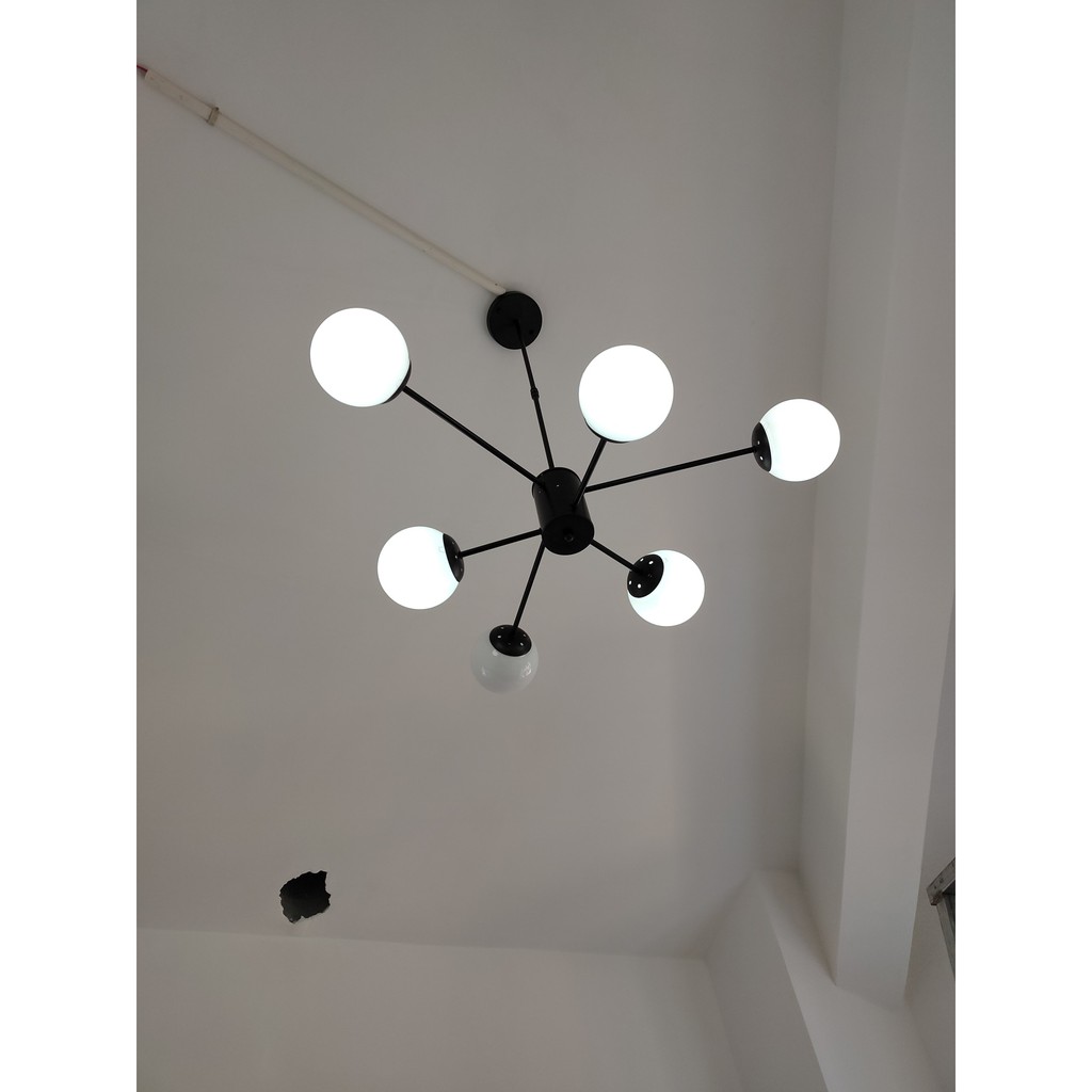 Đèn Trần Bóng LED Bắc Âu, Đèn trần shop bán hàng, phòng khách, phòng ngủ 6 Bóng LED, trắng trong trắng sữa DBA6