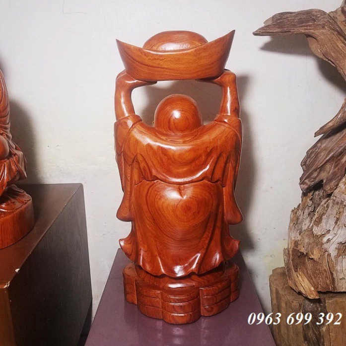 Tượng phật di lặc gỗ hương cao 40 cm