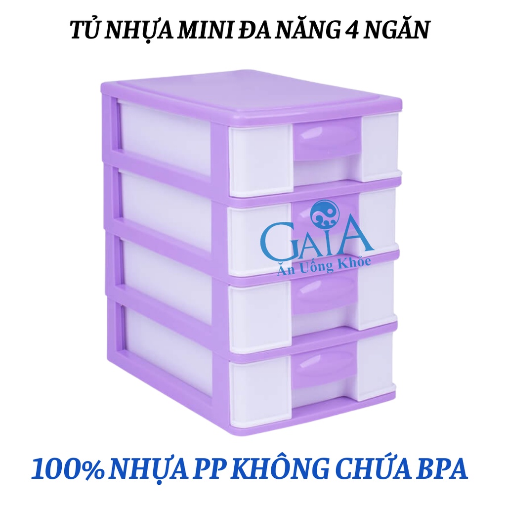 Tủ nhựa đa năng 4 ngăn đựng đồ để bàn tiện dụng tiết kiệm không gian 100% nhựa PP Đại Đồng Tiến an toàn sức khỏe