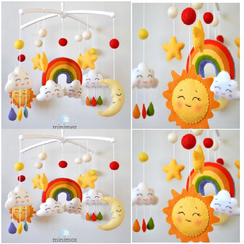 [❤️RẺ NHẤT SHOPEE❤️] Treo Nôi Sắc Màu - Kích Thích Thị Giác Cho Bé - Đồ Chơi Giáo Dục Montessori Bộ Cầu Vồng