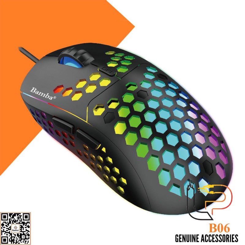 CHUỘT CHƠI GAME BAMBA B06 - MOUSE BAMBA B06 (MÀU ĐEN) CHUYÊN GAME LED RGB