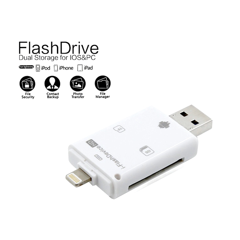 [youkuntwo]USB i-Flash Drive Micro SD/TF Memory Card Reader Adapter For iPhone iPad Android