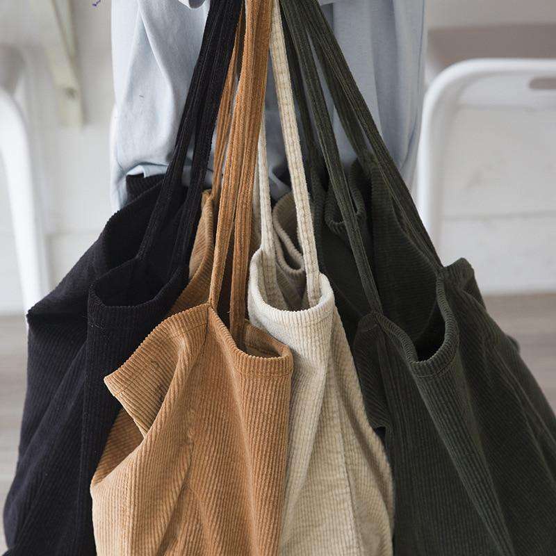 Túi tote nhung tăm dày, phong cách Hàn Quốc, ảnh thật shop chụp