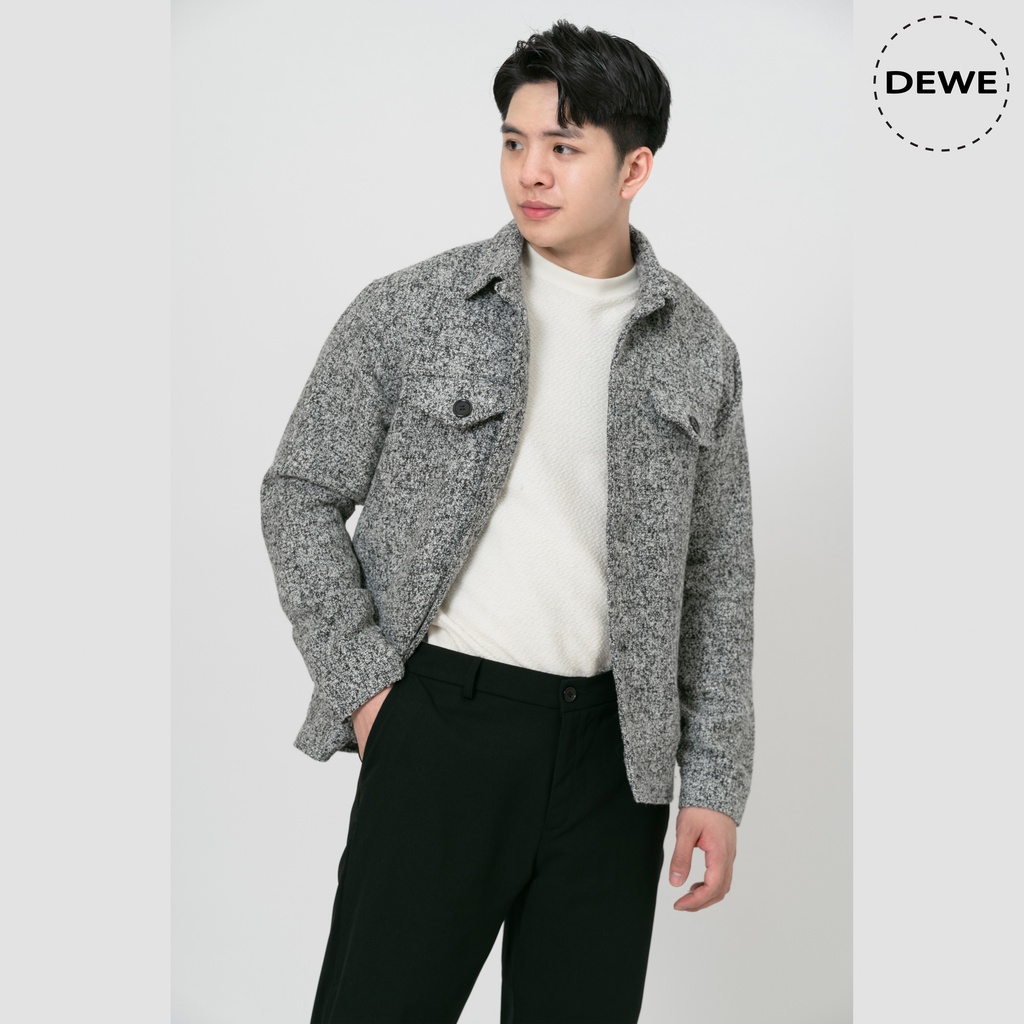 Áo khoác dạ nam DEWE chất liệu dạ Tweed nhập khẩu - Dạ Xám