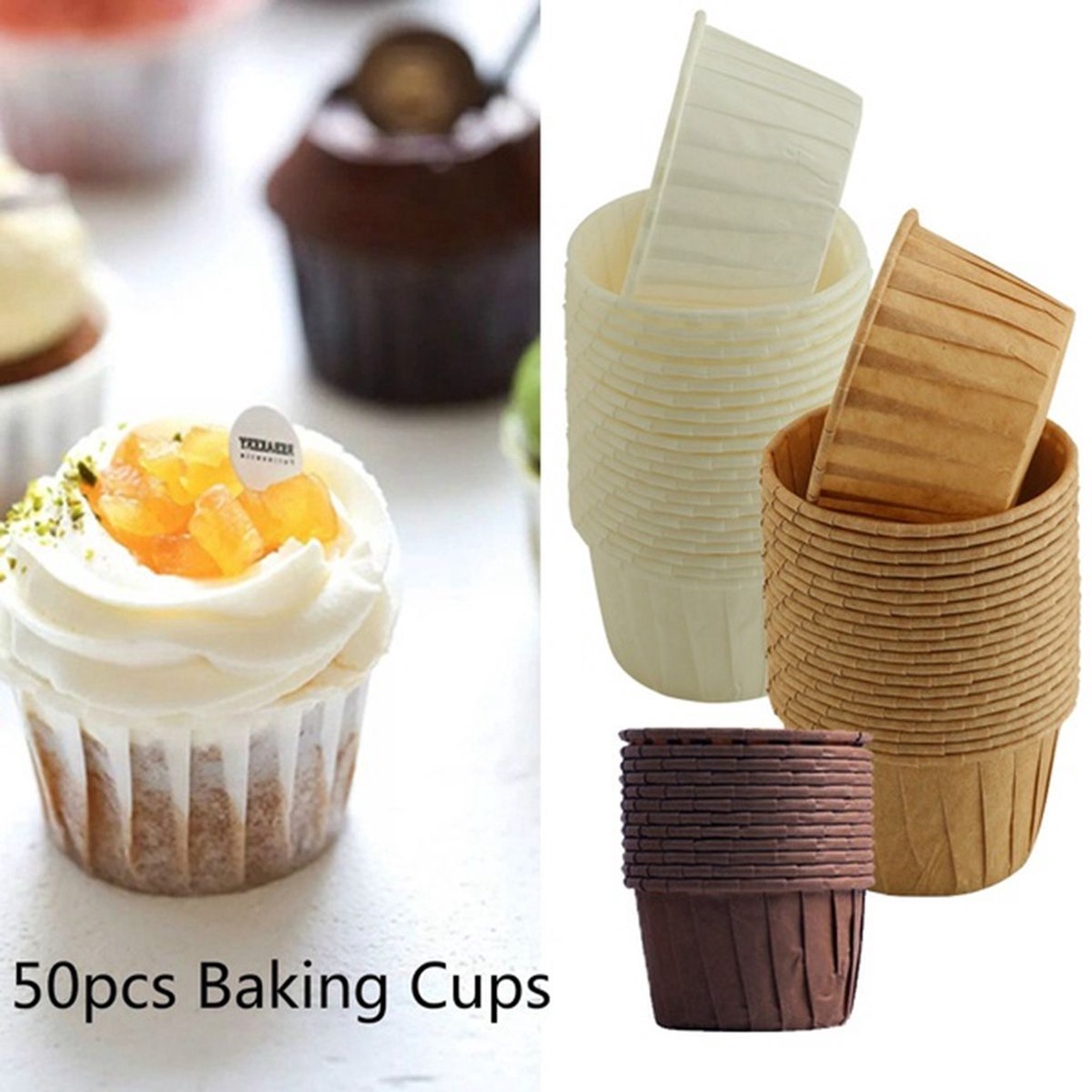 Set 50 Cốc Giấy Làm Bánh Cupcake Nhiều Màu Sắc Epoch