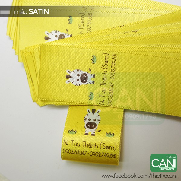 50c Mác satin in theo yêu cầu  Nhãn quần áo Nhãn mác vải CANI