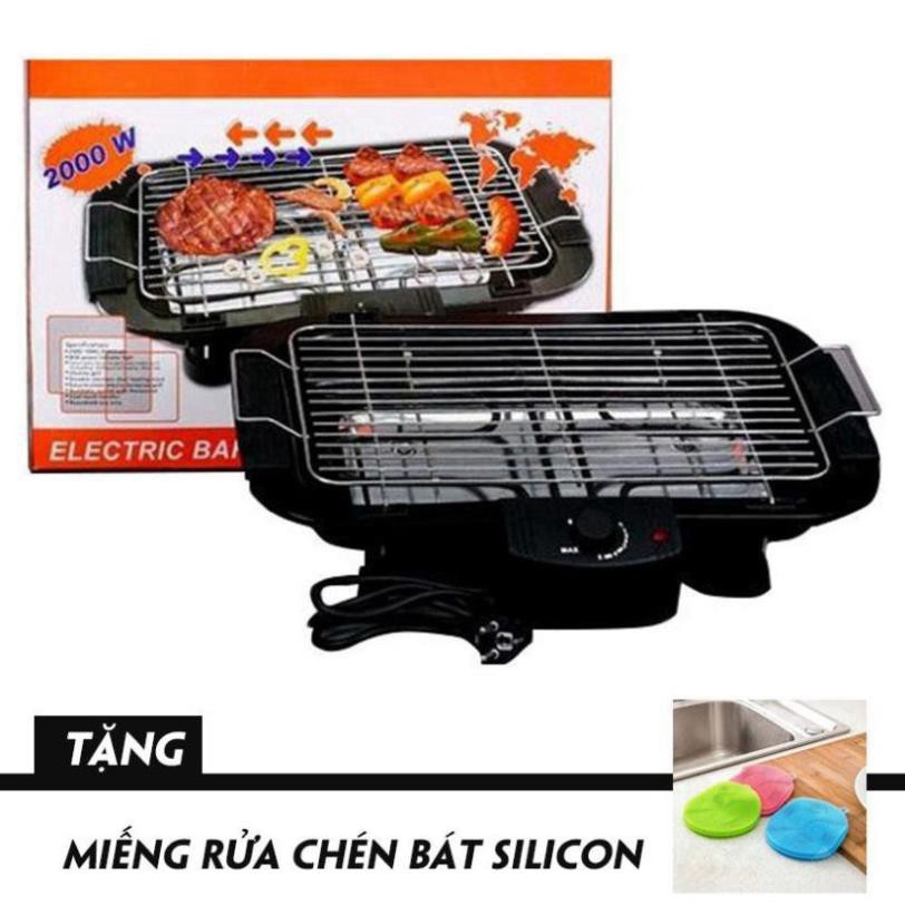 BẢO HÀNH 1 NĂMBếp Nướng Điện Cao Cấp Electric Barbecue Grill 2000W Không KhóiFREESHIP+Tặng Miếng Rửa Chén Bát