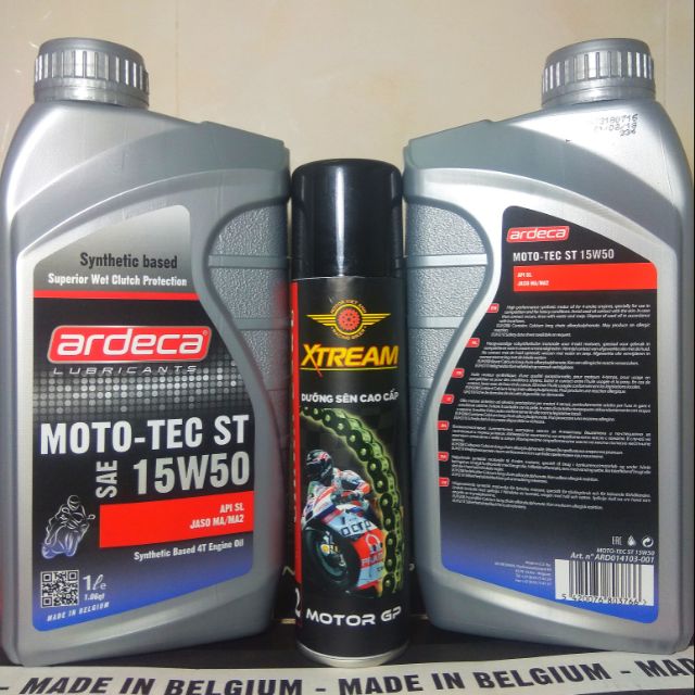Dầu nhớt Ardeca Moto-Tec ST 15w50 tặng xịt sên Xtream X2 mini
