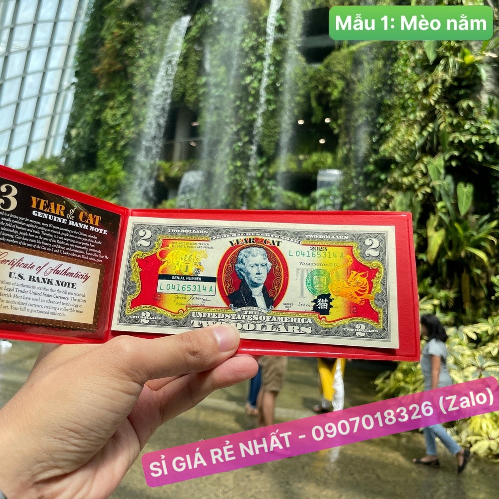 (5 BỘ) Tết 2023  - Tờ 2 Đô Hình Mèo Vàng của Bộ Tài Chính Mỹ phát hành [MÈO NẰM]