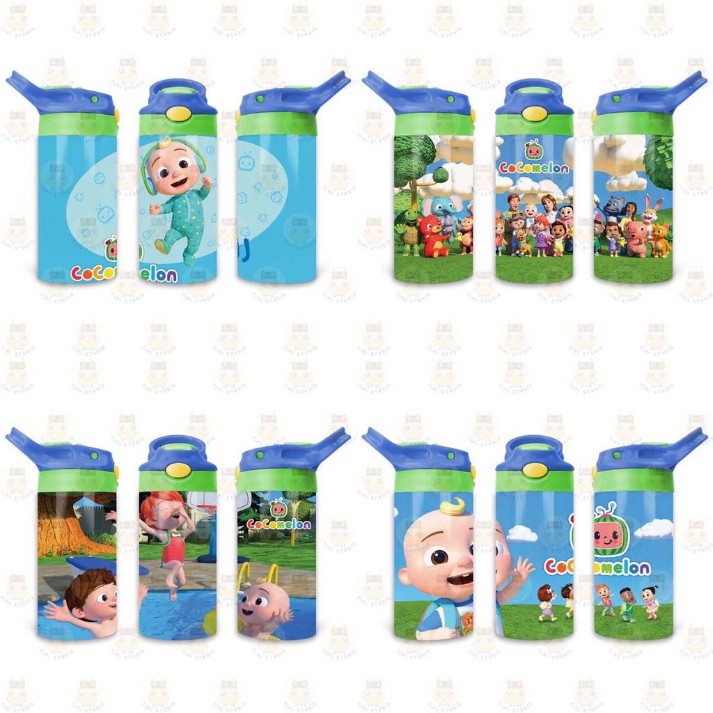 Bình Uống Nước Giữ Nhiệt Cho Bé Có Ống Hút Hình Cocomelon - Tỉ Mỉ Studio - Mã 1407KT01