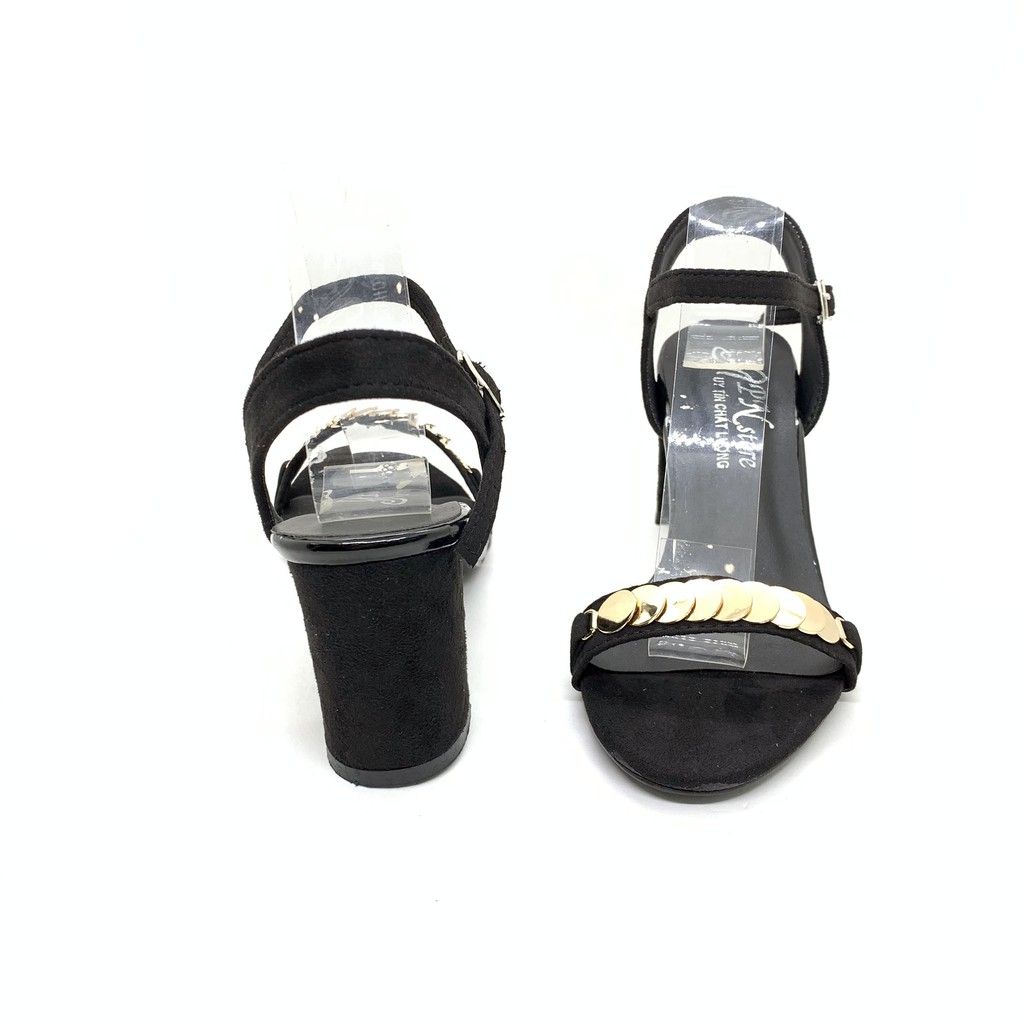 Giày cao gót vuông 7p quay bản khoá đồng tiền __LZ161