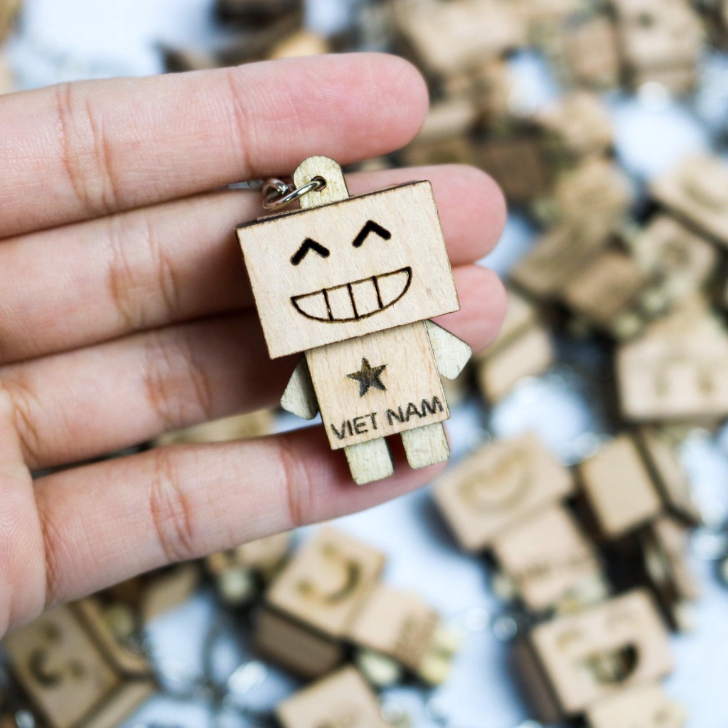 Móc khóa Danbo những câu trendy bằng gỗ dễ thương