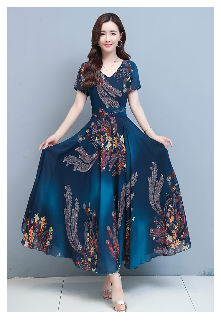 Đầm Nữ Dài Tay Cổ Chữ V In Hoa Thời Trang 2021 | BigBuy360 - bigbuy360.vn