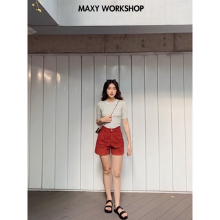 Áo thun tay lỡ ôm dáng Knitted Basic Tee Green Stripped Maxy Workshop