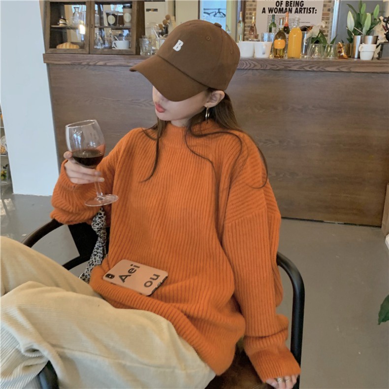 Áo Sweater Dáng Rộng Dày Dặn Phong Cách Hàn Quốc Thời Trang Thu Đông Mới Cho Nữ