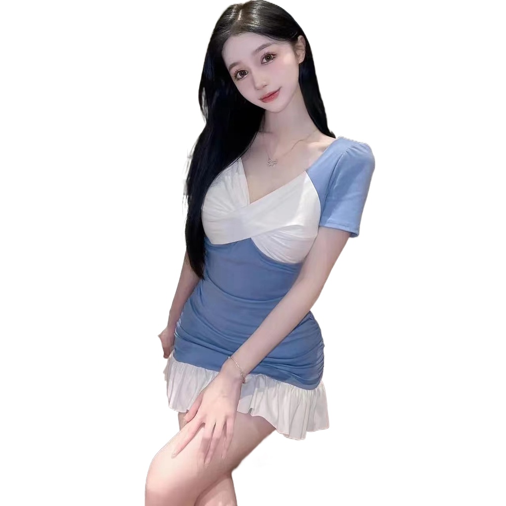 Đầm Cổ Chữ V Thiết Kế Mới Thời Trang Mùa Hè Theo Phong Cách Hàn Quốc Dành Cho Nữ