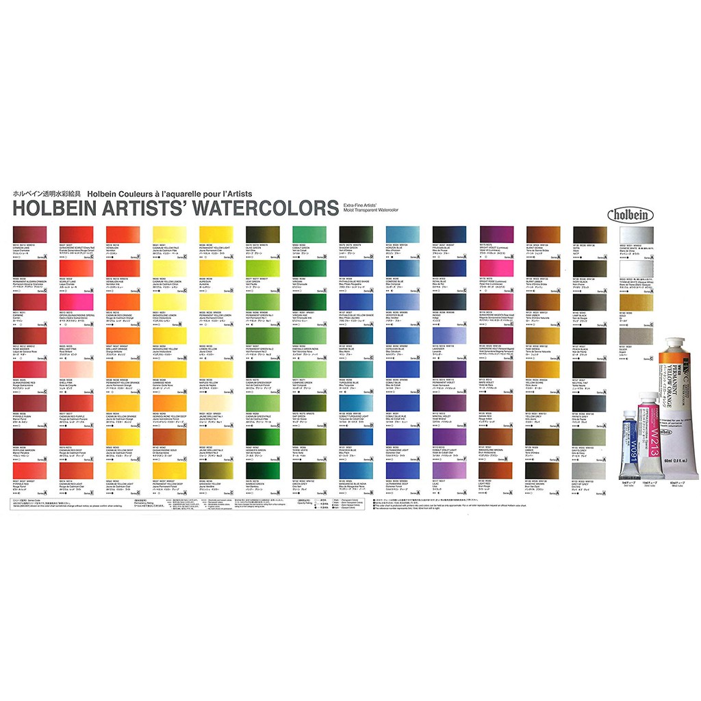 [ARTDOOR] Bộ 108 màu nước HOLBEIN Artists dạng Tuýp (5ml, hộp giấy)