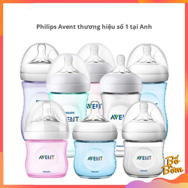 Bình sữa cho bé Philips Avent Natural chính hãng 125ml / 260ml - nhựa PP cổ rộng mô phỏng tự nhiên. (Bình Tách Set)