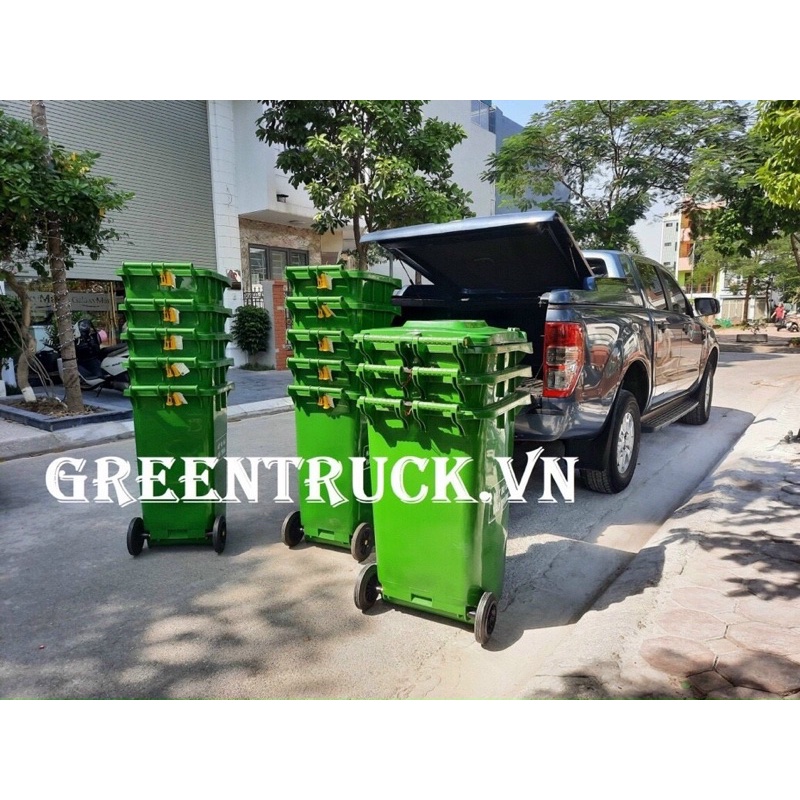 Thùng rác nhựa HDPE 240 lít màu xanh lá