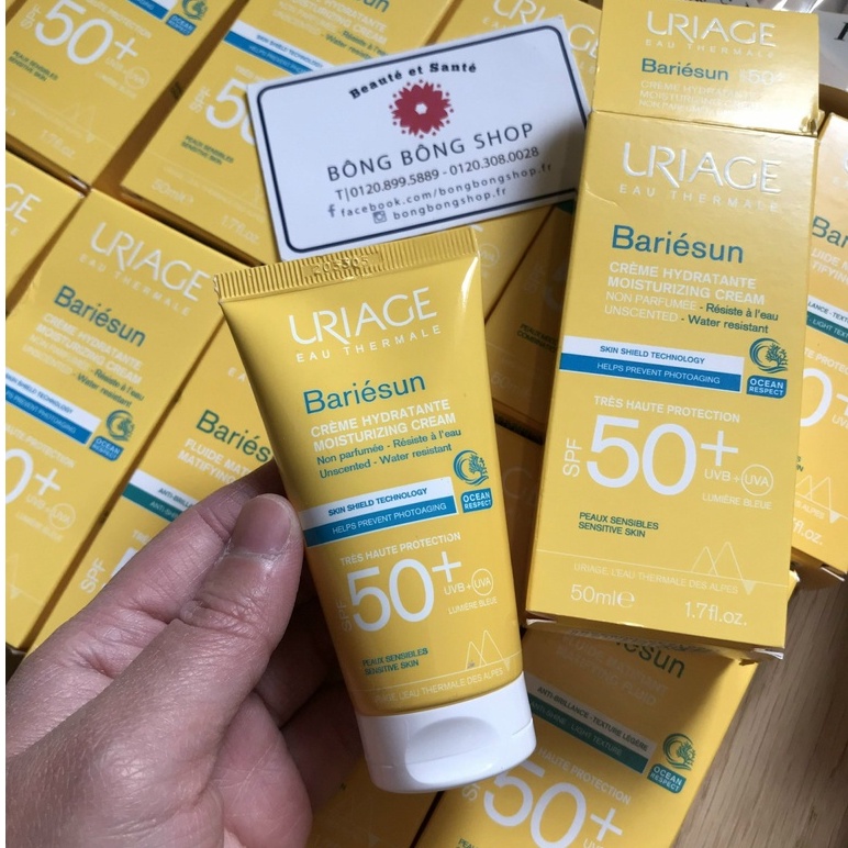(Chuẩn Pháp-mẫu mới) Kem chống nắng Uriage Bariésun Crème SPF50+ cho da thường, nhạy cảm