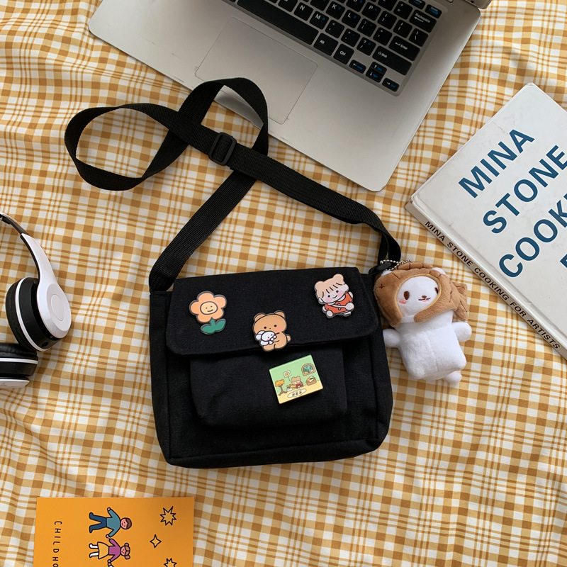 Túi Đeo Vai Vải Canvas Phong Cách Harajuku Đáng Yêu Cho Nữ