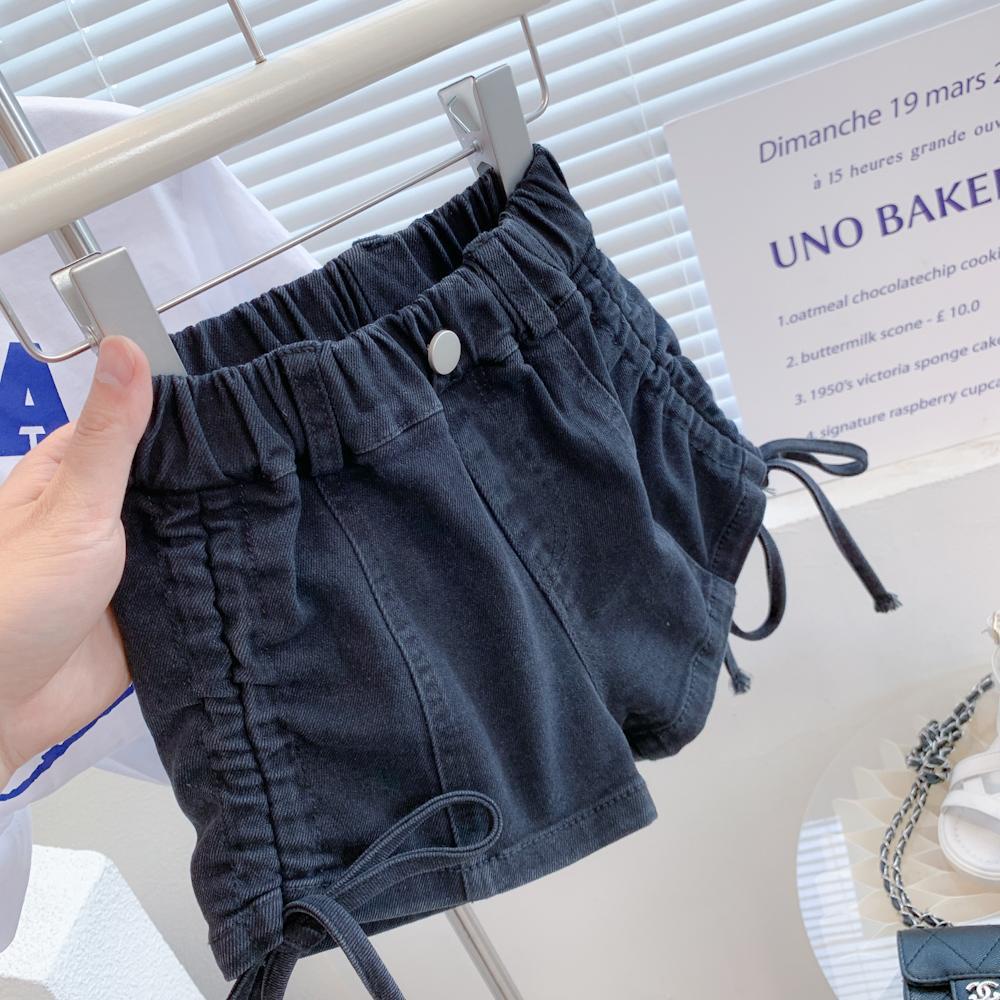 Quần Short Denim Dây Rút Co Giãn Phong Cách Hàn Quốc Thời Trang Mùa Hè Cho Bé Gái 5 Tuổi