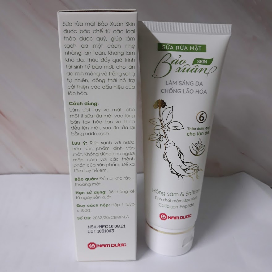 SỮA RỬA MẶT BẢO XUÂN SKIN tuýp 100g ( Chính hãng ) LÀM SÁNG DA - CHỐNG LÃO HÓA