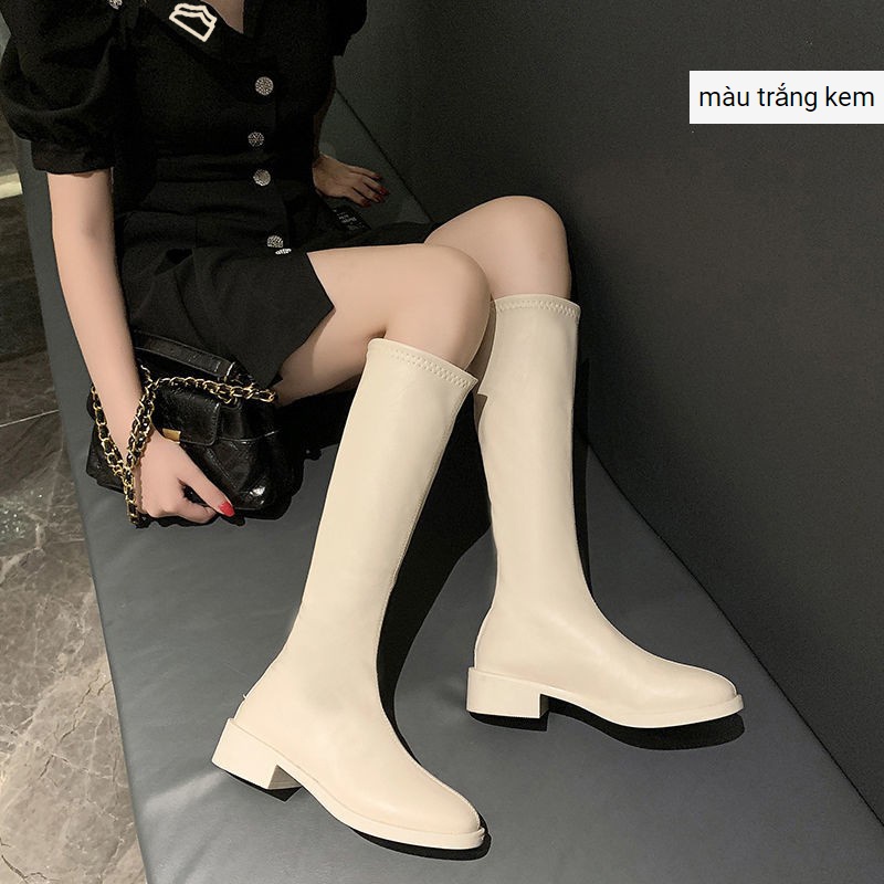 Bốt mũi tròn，bốt thời trang nữ ，giày boot cổ cao，boots nữ cao cổ，Giày Bốt Đế Bằng Mũi Tròn Có Khóa Kéo Phong Cách Anh Quốc Thời Trang Xinh Xắn Cho Nữ