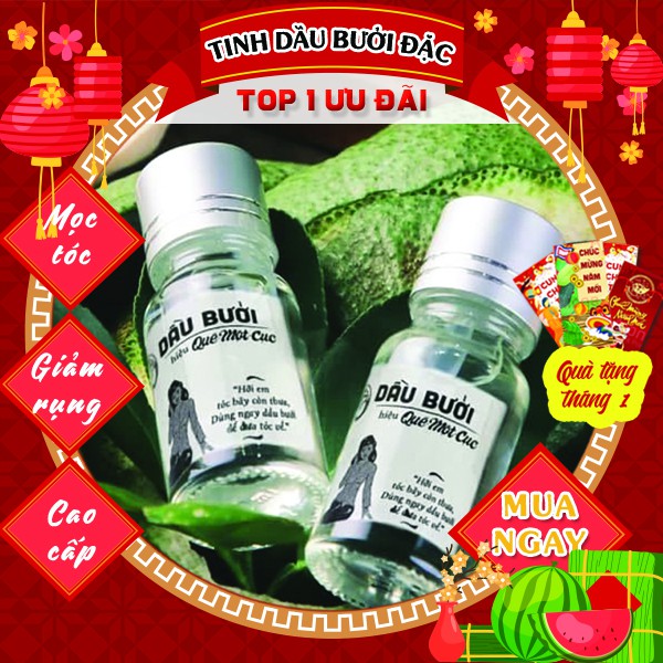 Tinh dầu bưởi mọc tóc (LOẠI CAO CẤP) siêu đậm đặc, chuyên kích mọc tóc con, làm dày, giảm rụng QUÊ MỘT CỤC 10ml