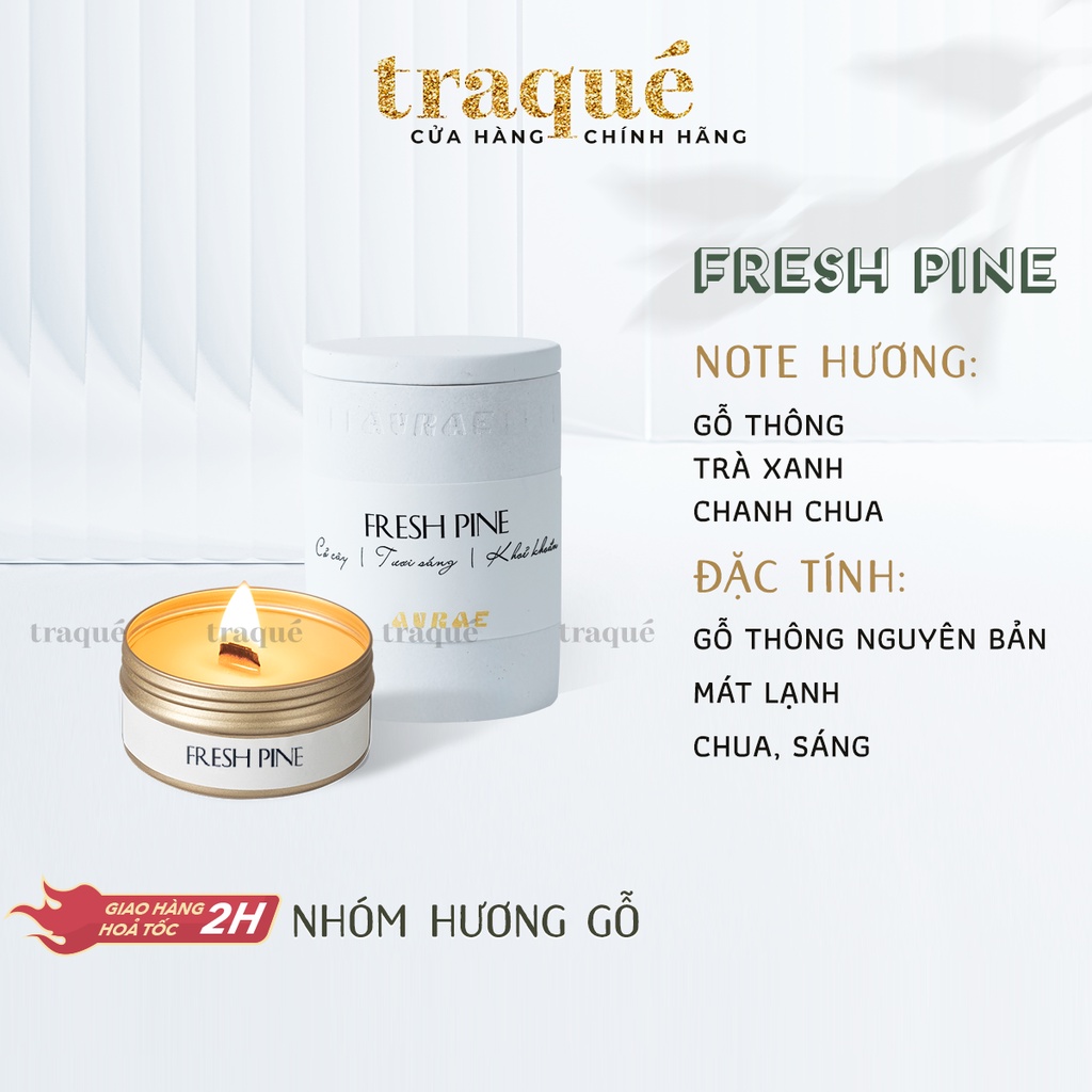 [Fresh Pine - Có thể refill - quà tặng kèm khi mua size 150g] Nến thơm tinh dầu Aurae - dòng Signature - SX tại VN