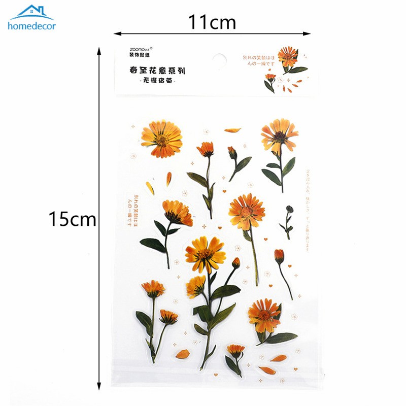 1 Tấm Miếng Dán Pet Hình Hoa Mùa Xuân Trang Trí Album Ảnh Diy