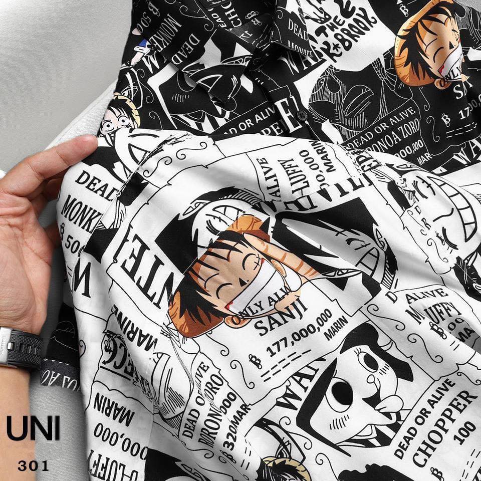 Áo sơ mi Nam nữ Luffy tay ngắn unisex lụa in nhiệt phong cách ulzzang - GIN STORE