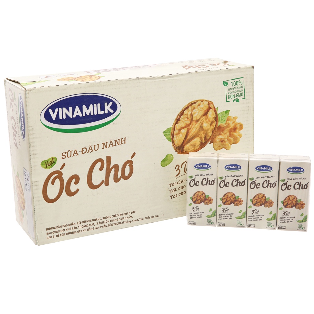 THÙNG 48 HỘP SỮA ĐẬU NÀNH VINAMILK HẠT ÓC CHÓ / ĐẬU ĐỎ / HẠNH NHÂN 180ML